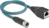 Delock 60070 M12 8pin x-code -> rj45 cat6a s/ftp f/f adatkábel 0.5m kék kép