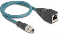 Delock 60071 M12 8pin x-code -> rj45 cat6a utp m/f adatkábel 0.5m kék kép