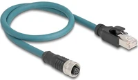 Delock 60074 M12 8pin a-code -> rj45 cat6a s/ftp m/f adatkábel 0.5m kék kép