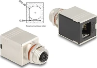 Delock 60087 M12 adapter x-kódú 8 tűs anya - rj45 anya cat.6a stp borított egyenes kép