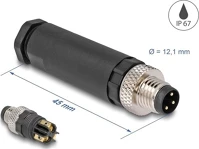 Delock 60529 M8 csatlakozó a-kódolású, 3 tűs apa csavarozható kapcsolat kép