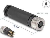 Delock 60532 M8 csatlakozó a-kódolású, 4 tűs anya csavarozható kapcsolat kép