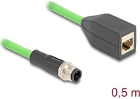Delock 60571 Kábel m12 d kódolt 4 tűs apa - rj45 anya pur (tpu) 0,5 m kép
