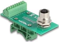 Delock 60659 M12 transzfer modul adapter 8 tűs a-kódú anya - 9 tűs sorkapocs din sínhez kép