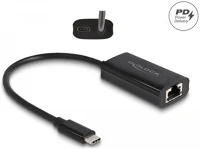 Delock LAN-HEZ 100 Szürke usb type-c adapter tápellátó portos gigabit lan-hez 100 watt kép