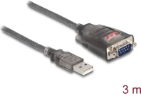 Delock 61548 Usb-a 2.0 -> serial rs-232 db9 m/m adatkábel 3m szürke 3 x led jelzőfény kép