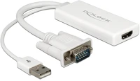 Delock 62460 Vga usb-a 2.0 -> hdmi m/f adapter 0.25m fehér +audio kép