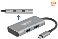 Delock HUB 2 A-TÍPUSÚ ÉS 2 USB 4-portos usb-c hub szürke 2db usb-c 2db usb-a kép