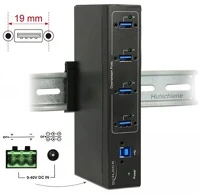 Delock USB 3.0 A-TÍPUSÚ 15 Külso ipari hub 7 x usb 3.0 a-típusú 15 kv esd védelemmel kép