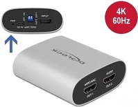 Delock 63332 Hdmi 1.4 usb-b 2.0 micro -> 2db hdmi 1.4 f/f audio extractor ezüst kép