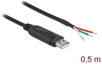 Delock 63497 Usb-a 2.0 -> nyitott vezeték m/m adatkábel 0.5m fekete serial rs-232 kép