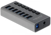 Delock 63669 7-portos usb3.0 hub szürke (külön kapcsolható) kép