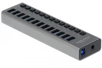 Delock 63738 13-portos usb3.0 hub szürke (külön kapcsolható) kép