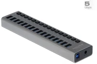 Delock 63739 16-portos usb3.0 hub szürke (külön kapcsolható) kép
