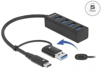 Delock TYPE-A HUB 4 4-portos usb-c usb3.0 hub fekete kép