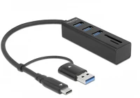 Delock 63859 5-portos usb-c usb3.0 hub fekete (microsd/sd) kép