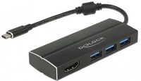 Delock 4K 30 HZ Usb 3.0 hub hdmi porttal (3 port) fekete kép