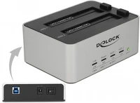 Delock 63991 Usb 3.0 dual docking station 2x sata hdd/ssd, klónozás funkció, fém kép