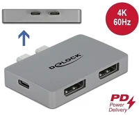 Delock 64001 Macbook 2db usb-c / thunderbolt -> 2db displayport 1.2 m/f aktív adapter szürke