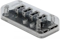 Delock 3.0 USB HUB 4 Delock Külső 3.0 USB hub 4 porttal, átlátszó kép