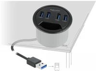 Delock 64153 4-portos usb3.0 hub fekete (asztalba szerelhető) kép