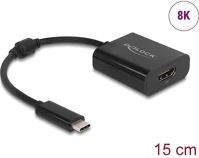 Delock 64175 Usb-c / thunderbolt -> displayport 1.4 m/f adapter 0.2m fekete dp alt mode, hdr