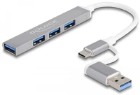 Delock USB 5 GBPS TYPE-A 4 portos vékony USB Hub USB Type-C vagy USB A-típusú - 3 x USB 2.0 Type-A kép