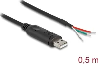 Delock 64242 Usb-a 2.0 -> serial rs-485 nyílt vezeték male adatkábel 0.5m fekete kép