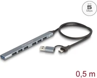 Delock 64273 7 portos vékony usb hub usb type-c  vagy a-típusú csatlakoztatóval és 1 kép