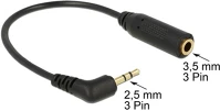 Delock 65672 Jack stereo 2,5mm -> jack stereo 3,5mm m/f audio kábel 0.17m fekete kép