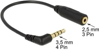 Delock 65673 Jack stereo 3,5mm (4pin) -> jack stereo 2,5mm m/f adapter 0.17m fekete kép