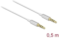 Delock 66073 Stereo jack cable 3.5mm 4 pin male to male ultra slim 0,5m white kép