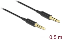 Delock 66075 jack stereo 3,5mm (4pin) -> jack stereo 3,5mm (4pin) m/m audio kábel 0.5m kép