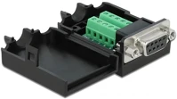 Delock 66265 D-sub 9pin -> terminal block 10pin f/f adapter fekete házzal kép