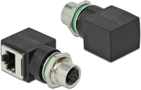 Delock 66314 M12 8pin a-code -> rj45 cat6a utp f/f adapter fekete ip67 kép