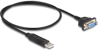 Delock 66453 Usb-a 2.0 -> serial rs-232 db9 m/f adatkábel 0.5m fekete kép