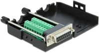 Delock 66567 D-sub 15pin -> terminal block 16pin f/f adapter fekete házzal kép
