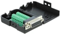 Delock 66569 D-sub 15pin -> terminal block 16pin f/f adapter fekete házzal kép