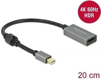 Delock 66570 Mini displayport 1.4 -> hdmi 2.0 m/f aktív adapter 0.2m szürke-fekete hdr