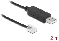 Delock 66737 usb-a 2.0 -> serial rs-232 rj12 m/m adatkábel 2m fekete esd protection kép