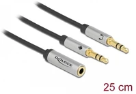 Delock 3,5 MM-ES 4-TŰS Audio kábel 0,25 m 3.5mm 2 x 3.5mm fekete, ezüst kép