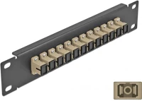 Delock 66762 10  üvegszálas patch panel 12 portos sc simplex bézs 1u fekete kép