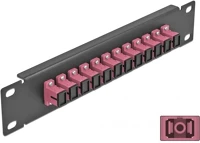 Delock 66764 10  üvegszálas patch panel 12 portos sc simplex ibolya 1u fekete kép