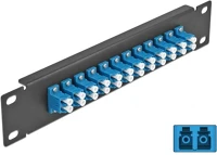 Delock 66765 10  üvegszálas patch panel 12 portos lc duplex kék 1u fekete kép