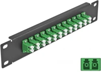 Delock 66766 10  üvegszálas patch panel 12 portos lc duplex zöld 1u fekete kép
