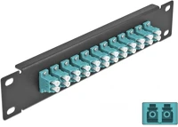 Delock 66768 10  üvegszálas patch panel 12 portos lc duplex vízkék 1u fekete kép