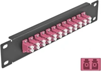 Delock 66769 10  üvegszálas patch panel 12 portos lc duplex ibolya 1u fekete kép