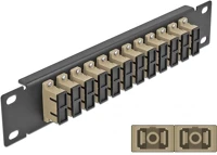 Delock 66773 10  üvegszálas patch panel 12 portos sc duplex bézs 1u fekete kép