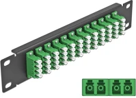 Delock 66777 10  üvegszálas patch panel 12 portos lc quad zöld 1u fekete kép