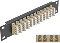 Delock 66778 10  üvegszálas patch panel 12 portos lc quad bézs 1u fekete kép